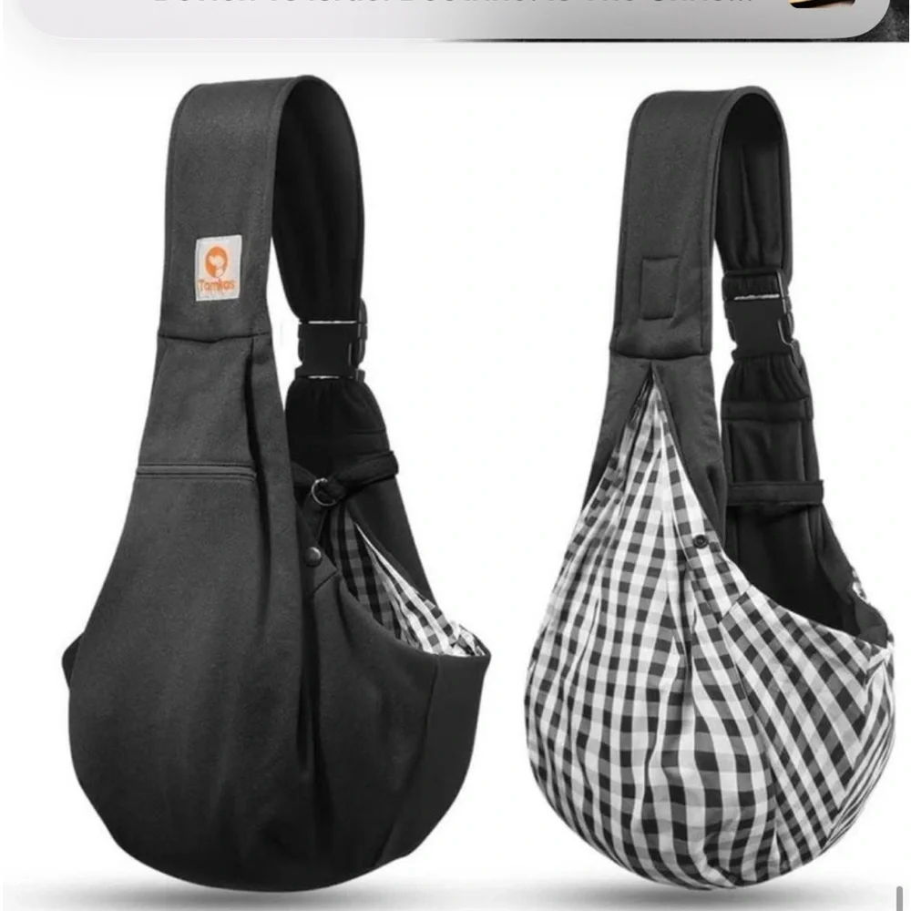 TOMKAS Small Animal Carrier Sling Pocket Adjustable Black